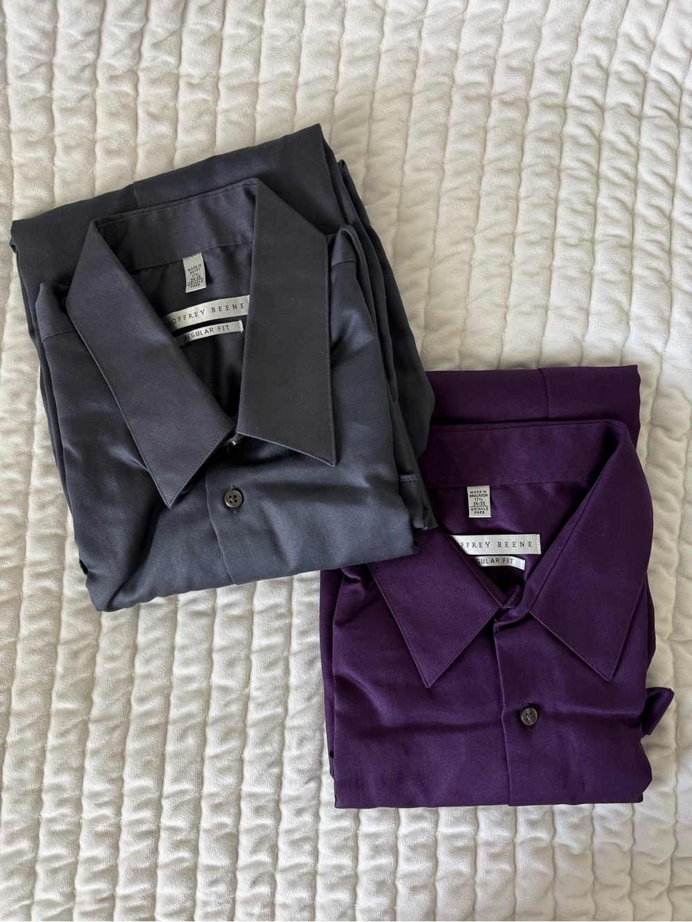Geoffrey Beene 17.5 Dress Shirts Purple & Gray Wedding Formal Business Office